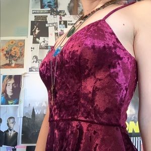red crushed velvet dress